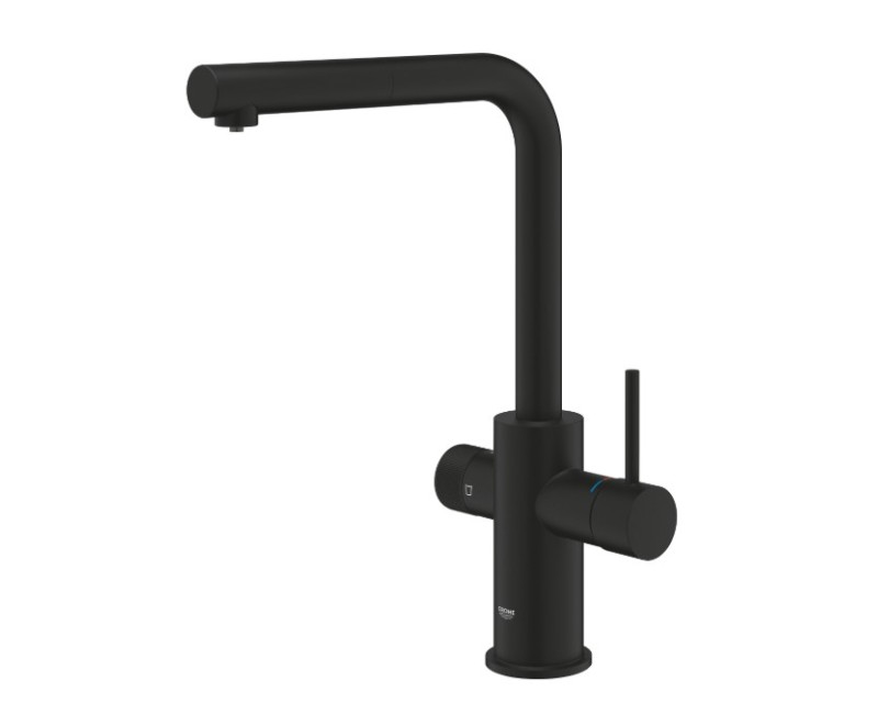 Vitrtuves maisītājs Grohe ar izvelkamo dušu Grohe Blue Pure Minta (bez filtra!), phantom black