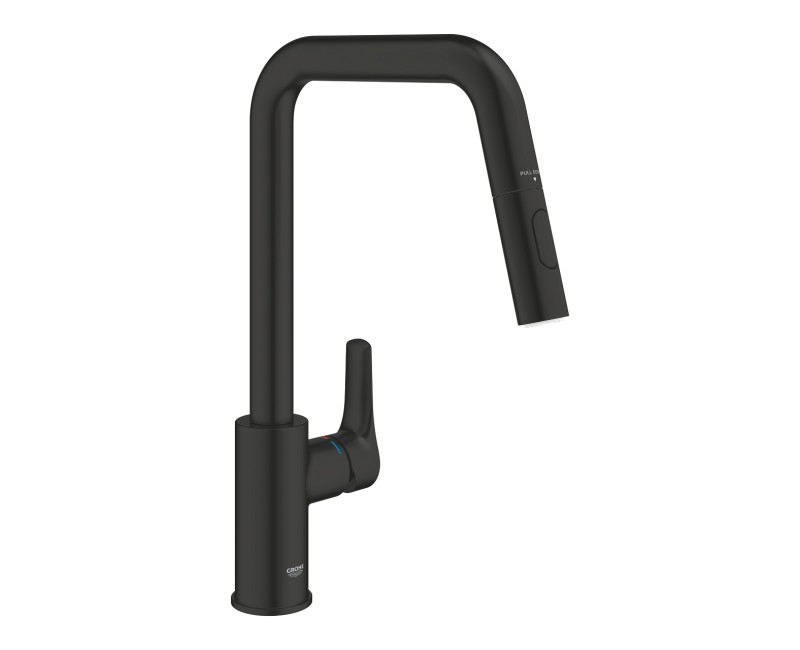 Смеситель для кухни Grohe Eurosmart, с выдвижной головкой, черный матовый