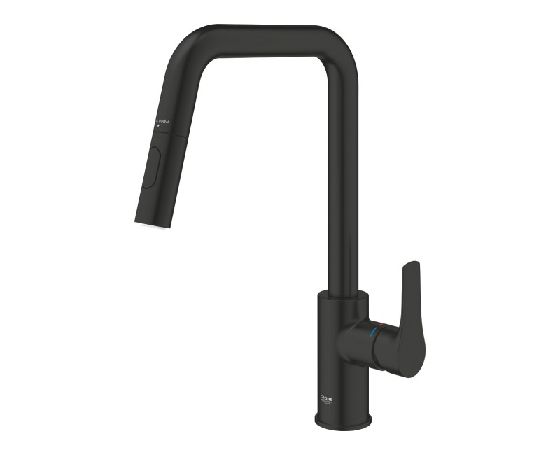 Смеситель для кухни Grohe Eurosmart, с выдвижной головкой, черный матовый