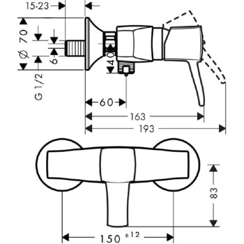 Dušas maisītājs Hansgrohe Metropol Classic, hroms
