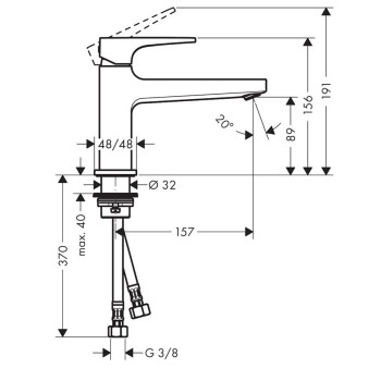 Vannas istabas izlietnes maisītājs Hansgrohe Metropol 100, iztece 157 mm, ar push-open, hroms
