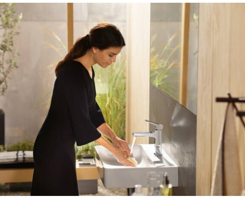 Смеситель для раковины Hansgrohe Metropol 110, с нажимом, черный матовый