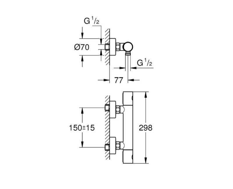Dušas maisītājs Grohe Grohtherm 800 Cosmo, hroms