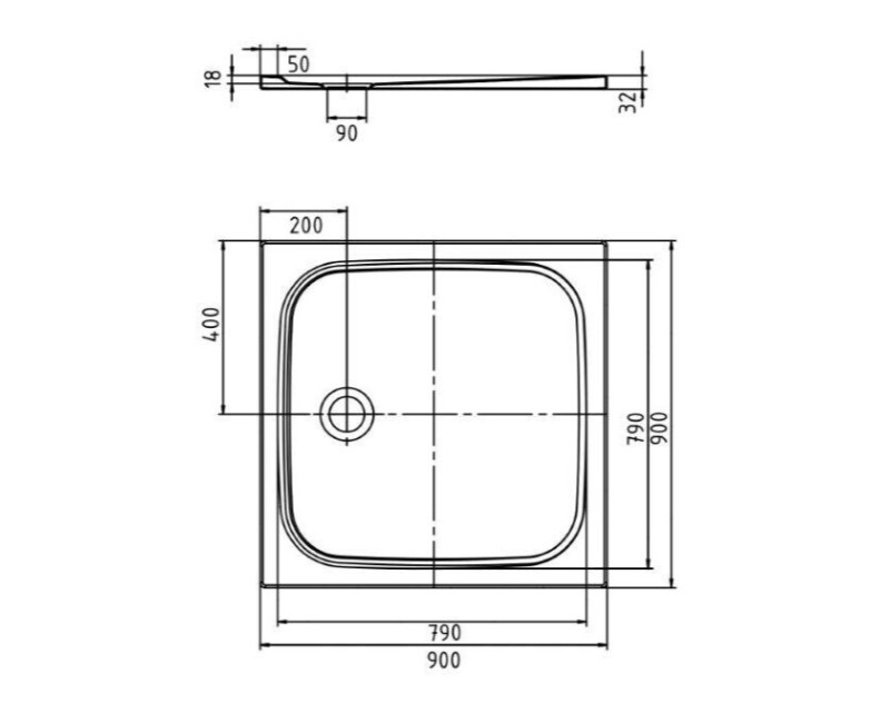 Душевой поддон Cayonoplan, 900x900 мм, сталь ECF белая