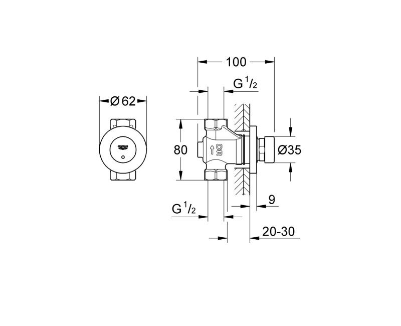 Dušas dozators Grohe  Euroeco CS, hroms