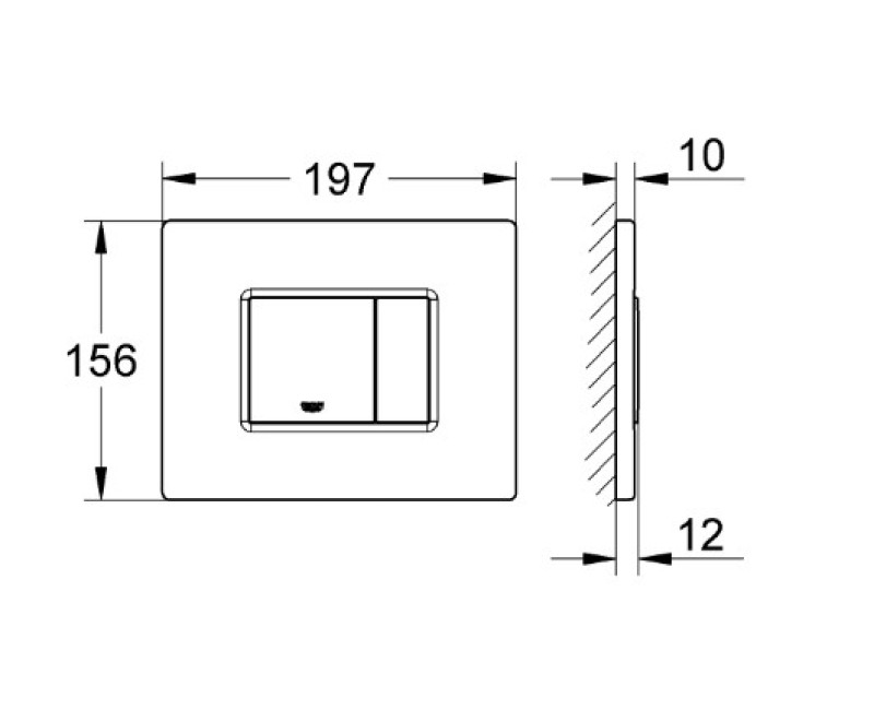 Кнопка для монтажной рамы Grohe Skate Cosmo duo, 197x156 мм, горизонтальная, нержавеющая сталь