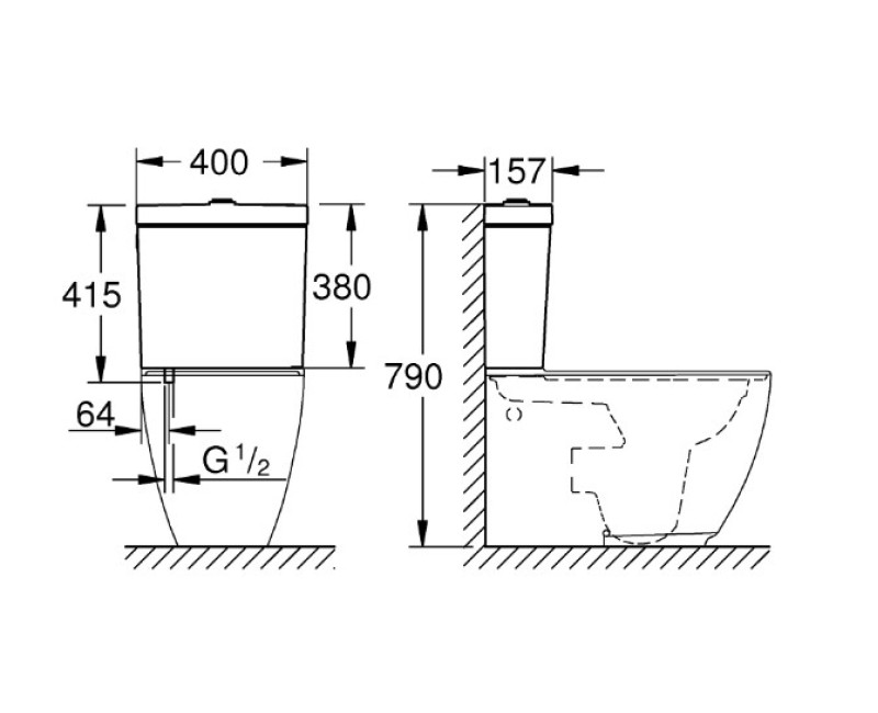 Бачок для унитазаGrohe Essence, привод снизу, белый