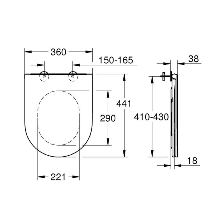 Poda vāks Grohe BauCeramic Slim, QR/SC, balts Poda vāks Grohe BauCeramic Slim, QR/SC, balts