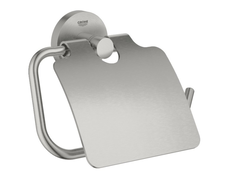 Держатель для туалетной бумаги Grohe с крышкой Essentials New, суперсталь