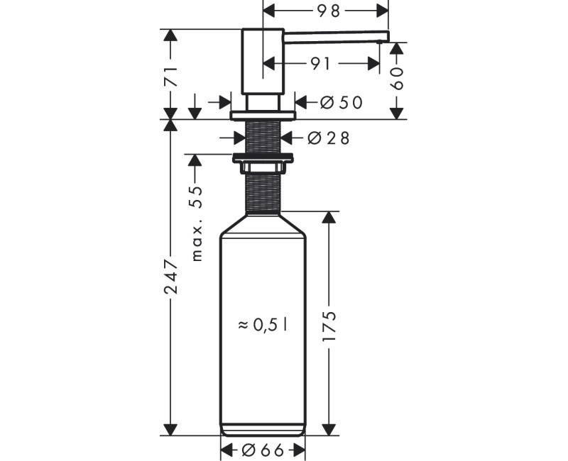 Дозатор жидкого мыла Hansgrohe хром 40468000