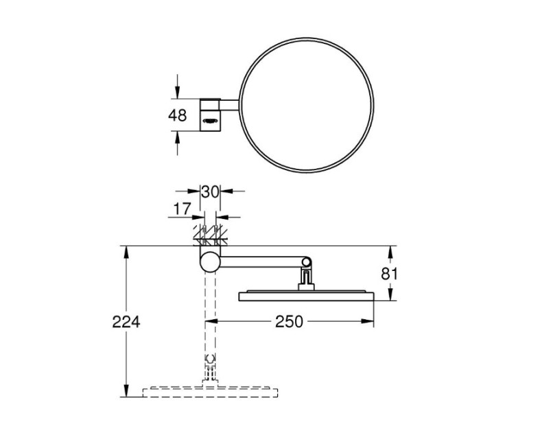Spogulis Grohe kosmētiskais Selection, brushed hard graphite