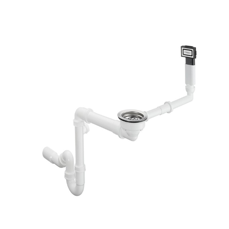 Сифон для кухонной мойки Hansgrohe D16-11, 1½x40/50 мм, выдвижной, пластик белый Сифон для кухонной мойки Hansgrohe D16-11, 1½x40/50 мм, выдвижной, пластик белый