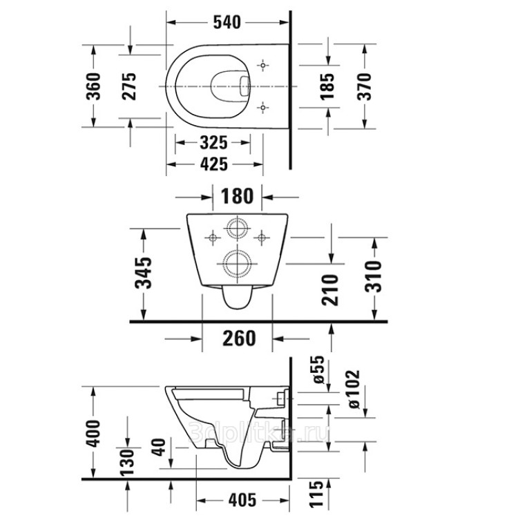 Подвесной унитазDuravit D-Neo Compact Rimless 370 x 540 мм, с крышкой, белый Подвесной унитазDuravit D-Neo Compact Rimless 370 x 540 мм, с крышкой, белый