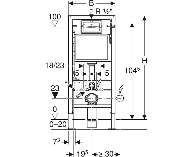 Montāžas rāmis podam Geberit Duofix Basic UP100 Delta, ar stiprinājumiem, 500x120 mm, h=1120 mm