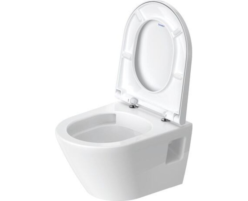 Piekaramais tualetes pods Duravit D-Neo Compact rimless, 370x480 mm, ar QR/SC vāku , balts