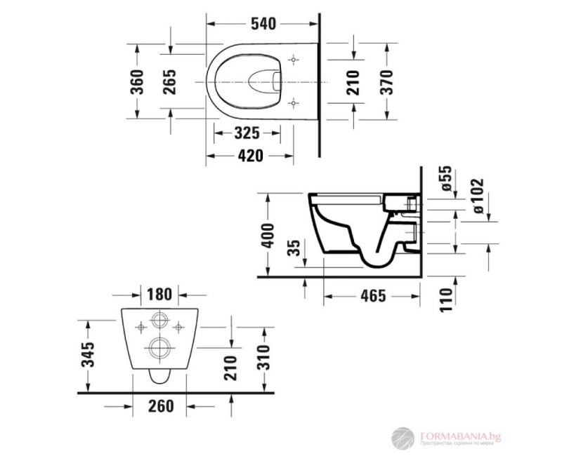 Piekaramais tualetes pods Duravit Soleil by Starck Rimless, 370x540 mm,  ar QR/SC vāku, HF, balts