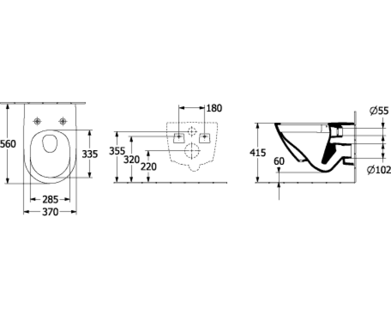 Piekaramais tualetes pods Villeroy & Boch Subway 3.0 Rimless, 370x560 mm, bez vāka, TwistFlush, SupraFix, balts CP