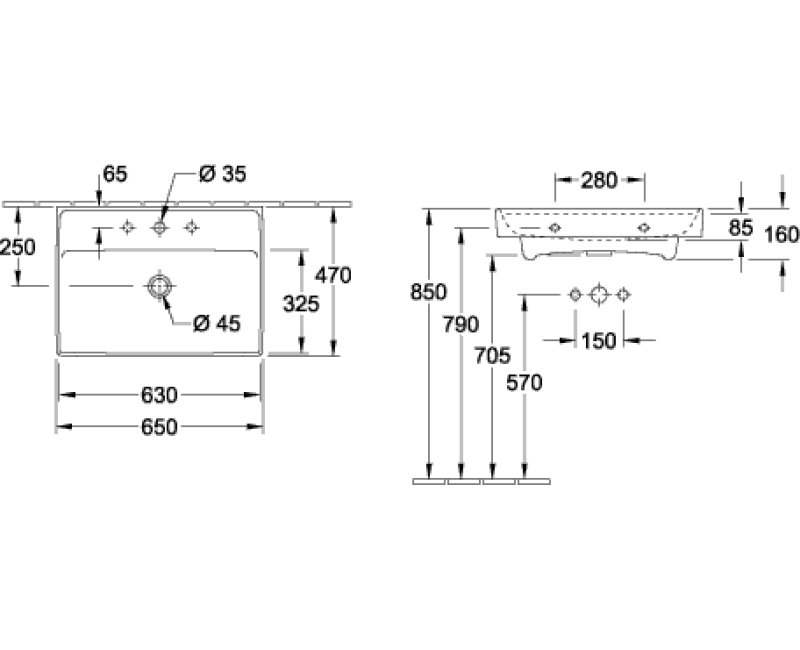 Раковина Villeroy & Boch Collaro, 650x470 мм, белый TitanCeram