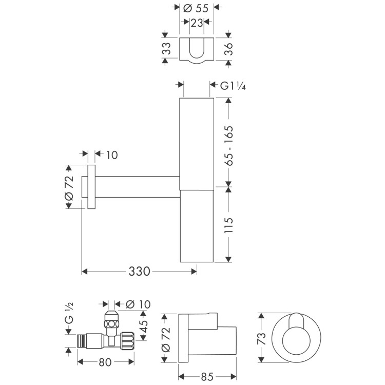 Сифон для мойки Hansgrohe Flowstar, 1¼ x 32 мм, хромированная латунь Сифон для мойки Hansgrohe Flowstar, 1¼ x 32 мм, хромированная латунь