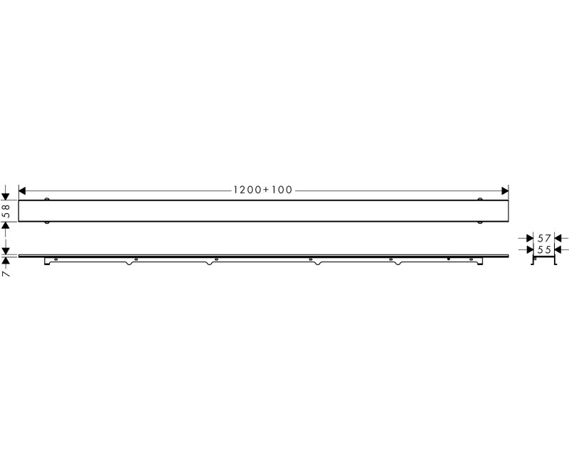 Dušas kanāls Hansgrohe RainDrain Rock, 1200 mm, griežams pēc izmēra un flīzējams
