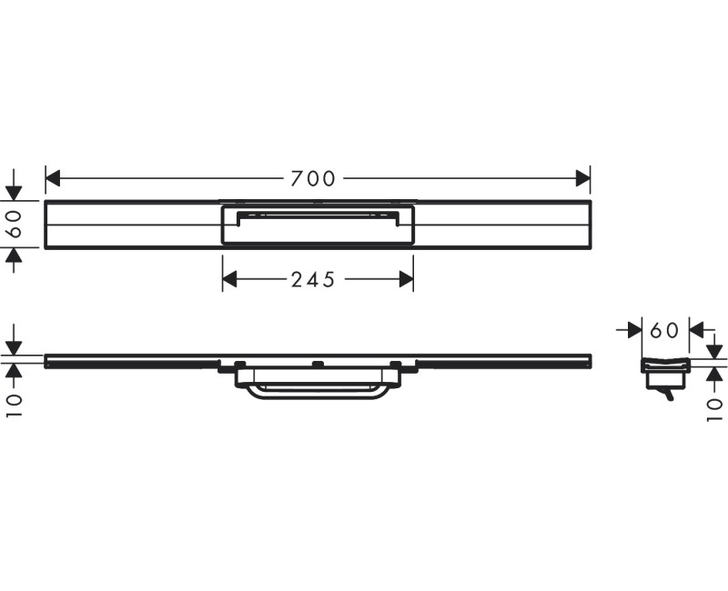 Душевой канал Hansgrohe RainDrain Flex, 700 мм, поворотный, черный матовый