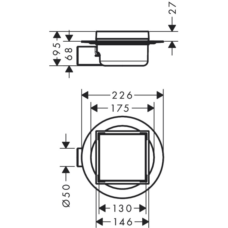 Dušas traps Hansgrohe RainDrain Spot, 150x150 mm, horizontāls, resti no otras puses var flīzēt Dušas traps Hansgrohe RainDrain Spot, 150x150 mm, horizontāls, resti no otras puses var flīzēt