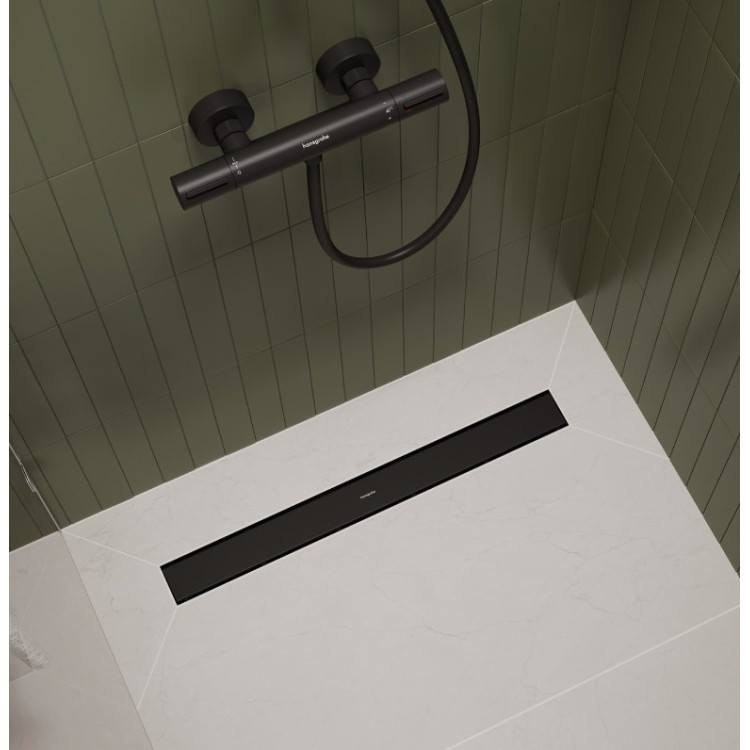 Dušas kanāls Hansgrohe RainDrain Go, 900 mm, flīzējams, matēts melns Dušas kanāls Hansgrohe RainDrain Go, 900 mm, flīzējams, matēts melns