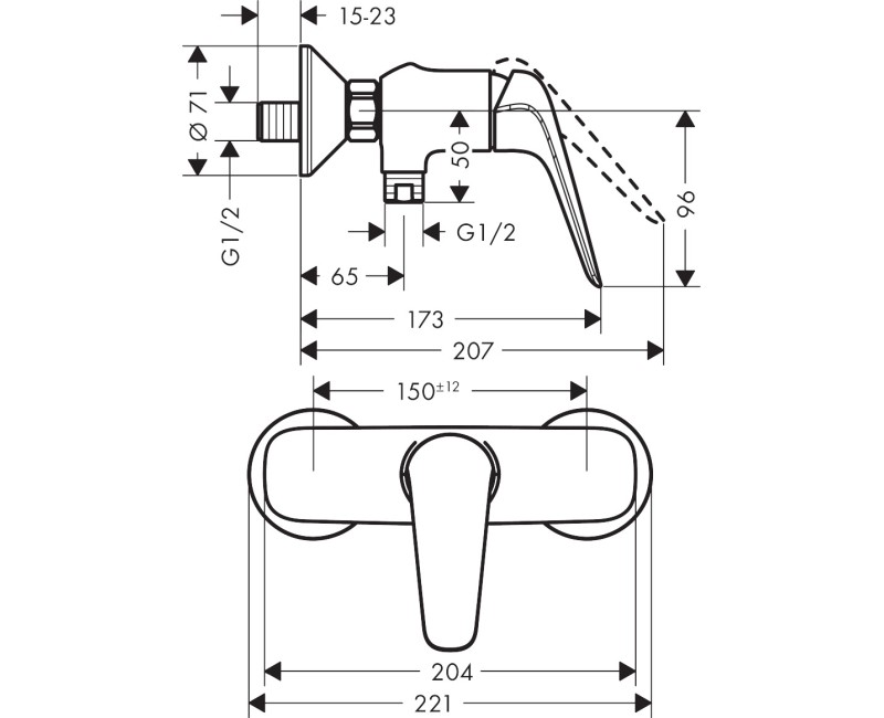 Dušas maisītājs Hansgrohe Novus, hroms