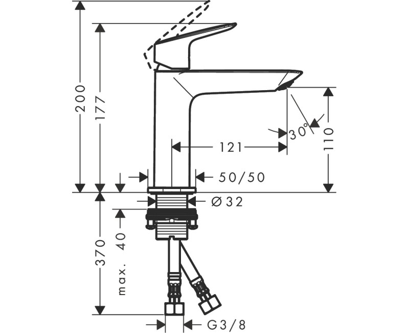 Смеситель для раковины Hansgrohe Logis 110 Fine, с нажимом, черный матовый