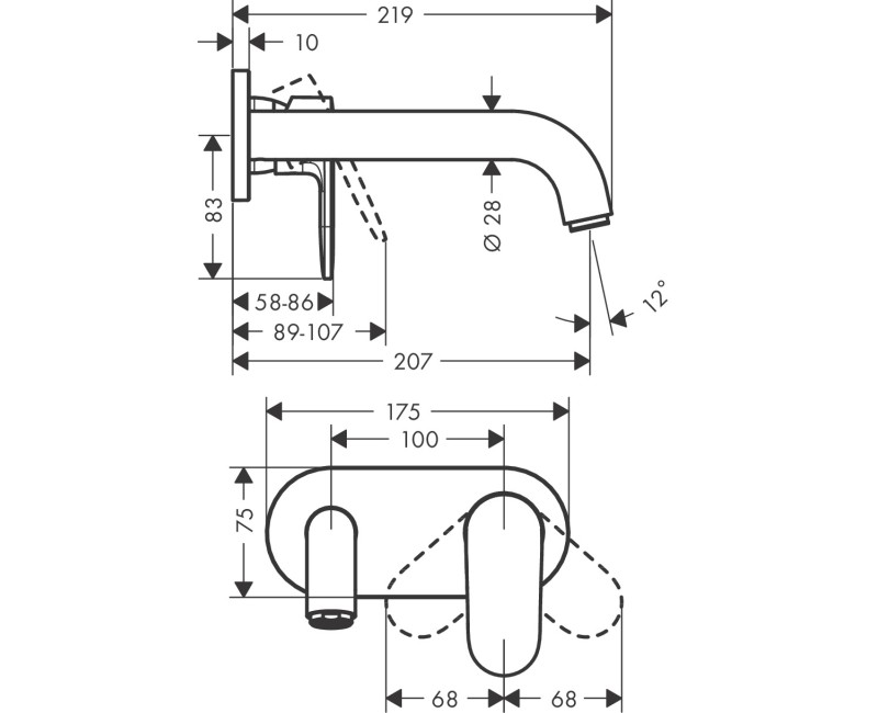 Izlietnes maisītājs Hansgrohe Vernis Blend virsapmetuma daļa, 2 caurumu, no sienas, hroms