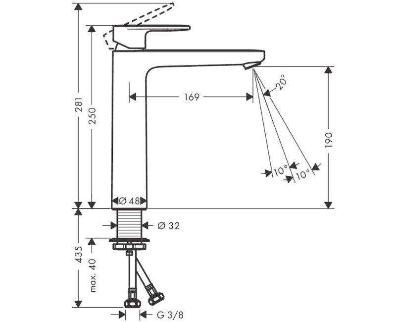 Izlietnes maisītājs Hansgrohe Vernis Blend 190, matēts melns