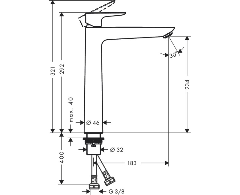 Izlietnes maisītājs Hansgrohe Talis E 240, matēts melns