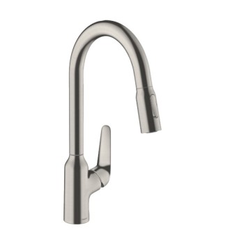 Смеситель для кухонной мойки Hansgrohe Talis M54 210 1jet, с выдвижной головкой, нержавеющая сталь