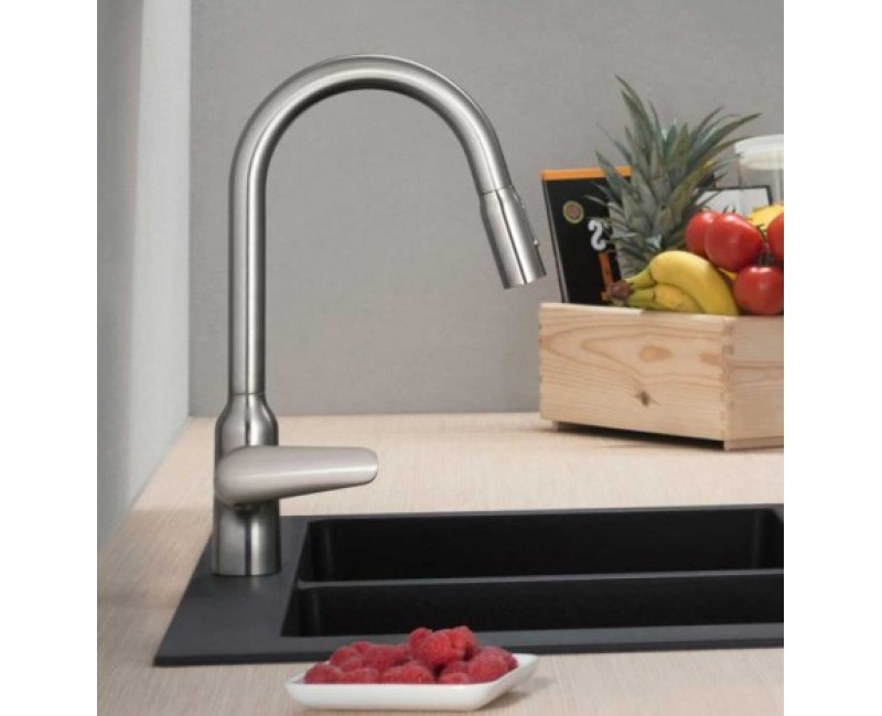 Смеситель для кухонной мойки Hansgrohe Talis M54 210 1jet, с выдвижной головкой, нержавеющая сталь