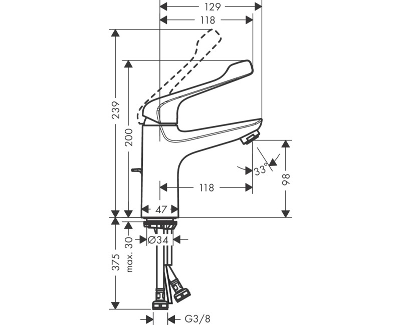 Смеситель для раковины Hansgrohe Rebris E 110, с выдвижной крышкой, хром