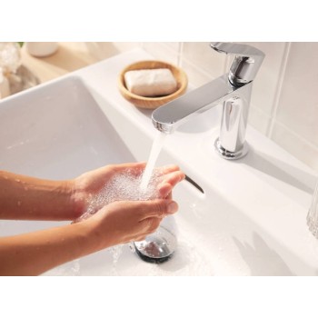 Смеситель для раковины Hansgrohe Rebris S 110, с выдвижным механизмом, черный матовый