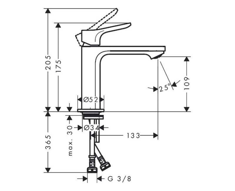 Смеситель для раковины Hansgrohe Zebris CoolStart 110, с выдвижным механизмом, черный матовый