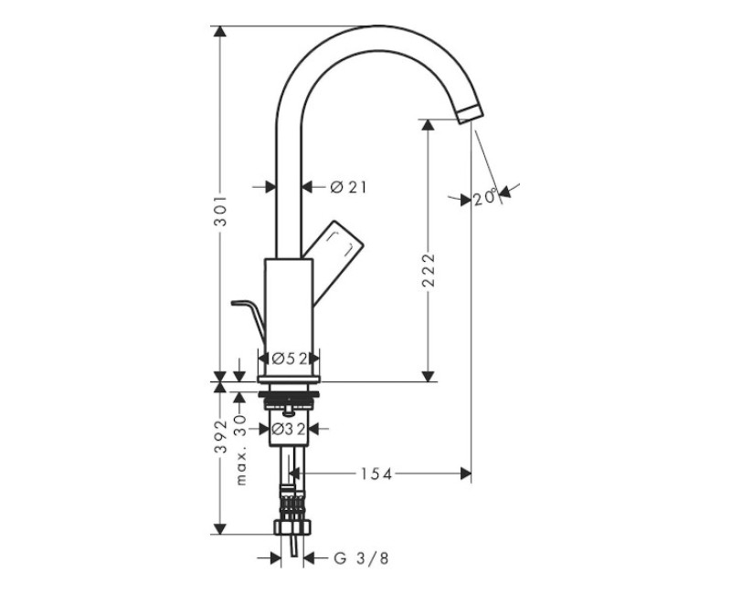 Смеситель для раковины Hansgrohe Zebris 210, с выдвижным механизмом, черный матовый