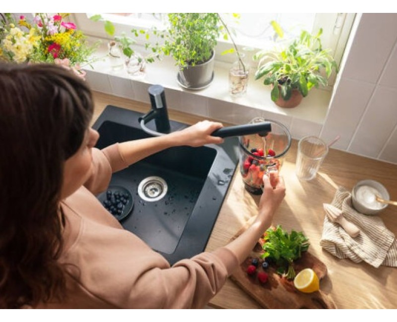 Смеситель для кухонной мойки Hansgrohe Zesis M33-160 2jet, с выдвижной головкой,матовый черный+ sBox