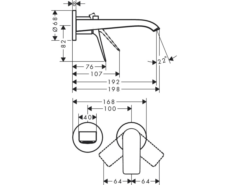 Смеситель для раковины Hansgrohe скрытая часть