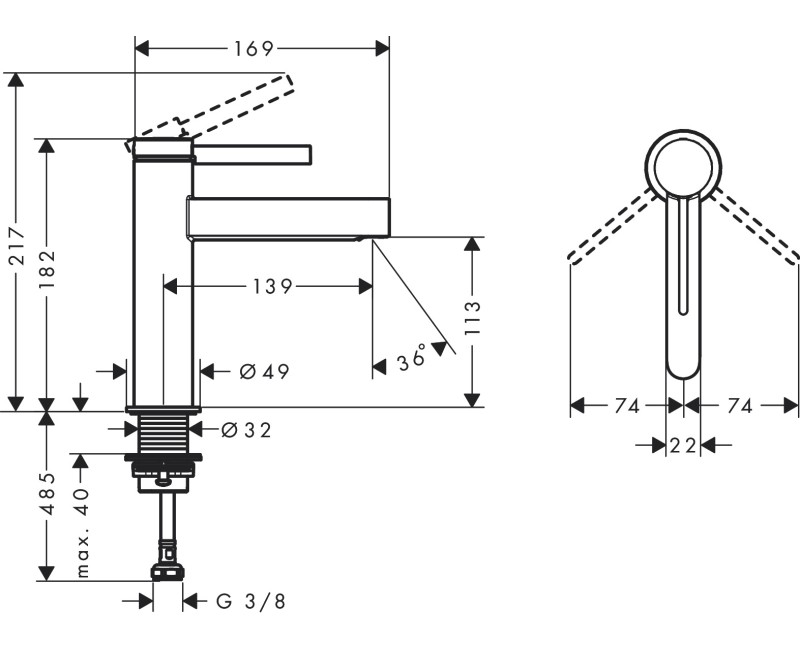 Смеситель для раковины Hansgrohe Finoris 230 2jet, с открыванием нажатием, с выдвижной головкой, хром