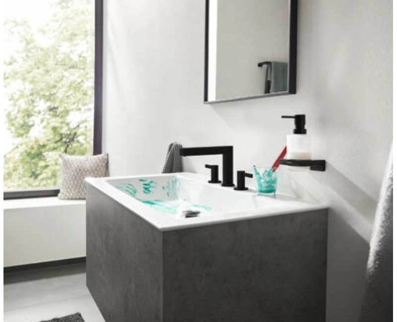 Izlietnes maisītājs Hansgrohe Finoris 110, 3 caurumu, uz  virsmas, ar push-open, matēts melns