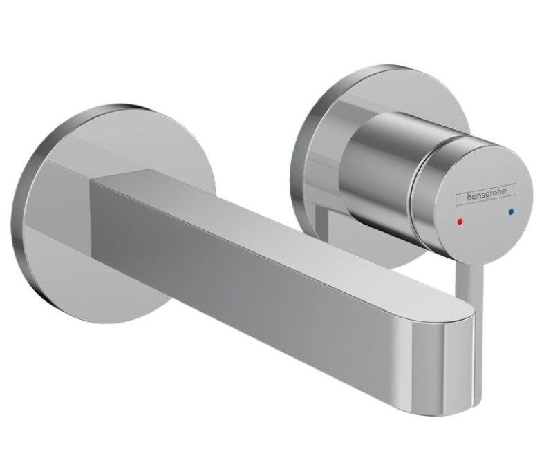 Смеситель для раковины Hansgrohe Finoris накладная часть, 2 отверстия, со стены, излив 165 мм, матовый