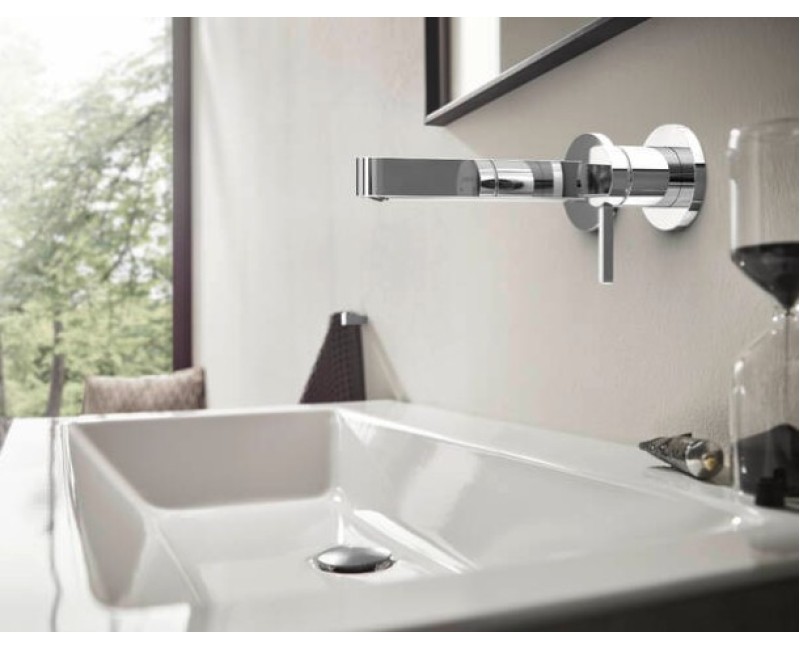 Смеситель для раковины Hansgrohe Finoris накладная часть, 2 отверстия, со стены, излив 165 мм, матовый