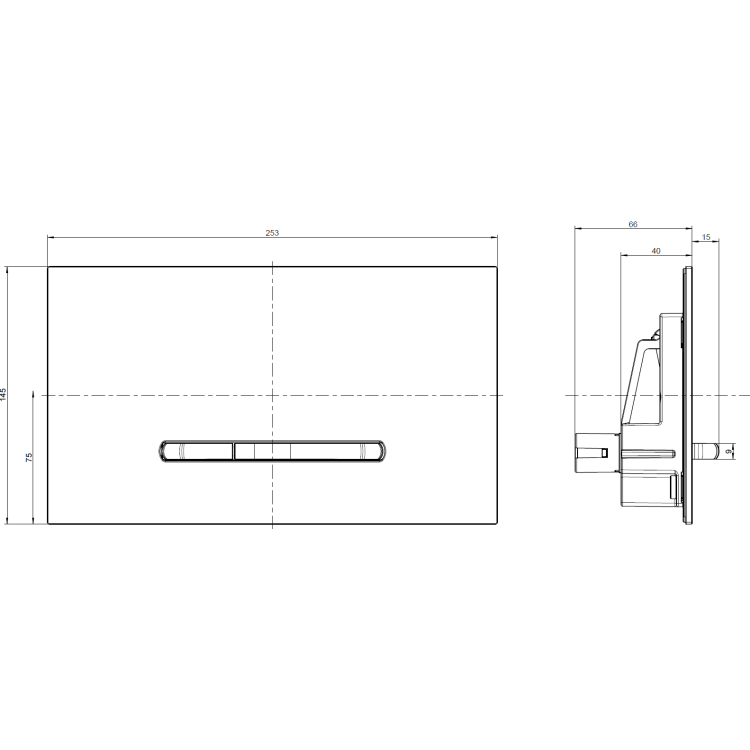 Taustiņš montāžas rāmim Villeroy & Boch ViConnect E300, 253x145 mm, hroms Taustiņš montāžas rāmim Villeroy & Boch ViConnect E300, 253x145 mm, hroms