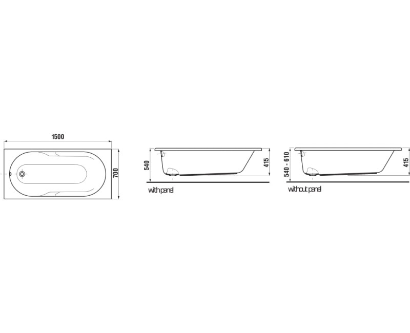 Ванна Jika Lyra, 1500х700 мм, на ножках, акрил белый