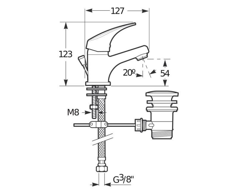 Смеситель для раковины для ванной Jika Talas, хром