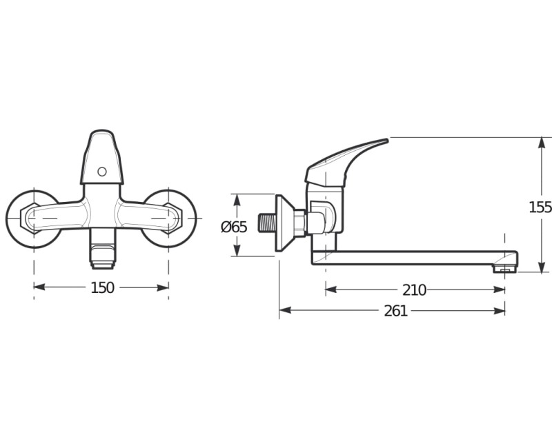 Vannas istabas izlietnes maisītājs Jika Talas, iztece 210 mm, pie sienas, hroms