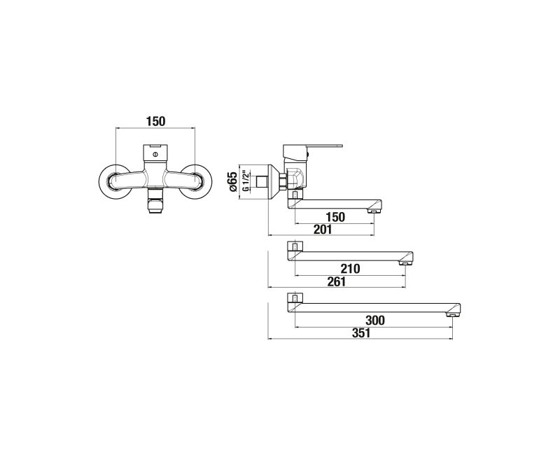 Virtuves maisītājs Jika Lyra Smart, no sienas, iztece 150 mm, hroms