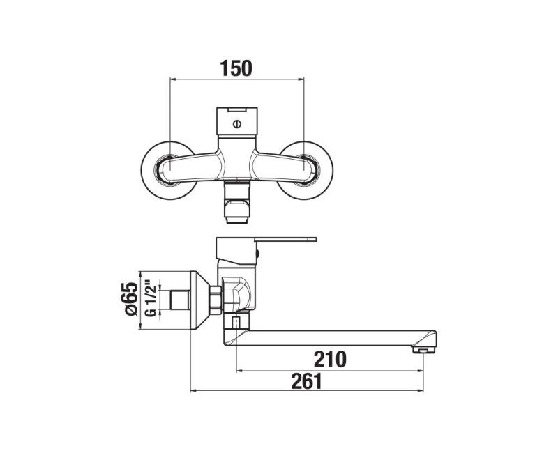 Virtuves maisītājs Jika Lyra Smart, no sienas, iztece 210 mm, hroms